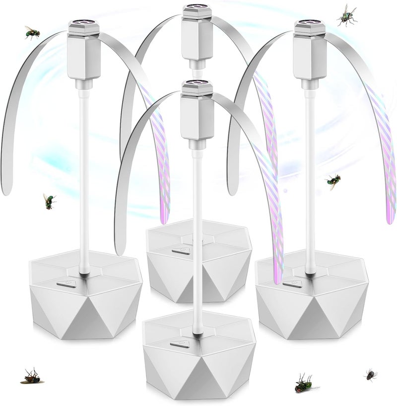 PIMAG Fly Fans for Tables, Fly Repellent Fan Outdoor Indoor Keep Flies Away, Repellent Fans for Tables with Holographic Blades for Picnic, Party, Restaurant, Kitchen, and BBQ, 4 Pack Silver - Image 1
